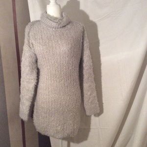 Beautiful heather gray sweater dress mixed angora